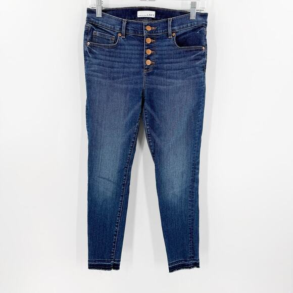 LOFT Dark Blue Skinny Jeans - Picture 1 of 12
